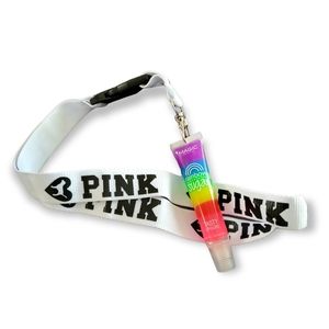Victoria's Secret PINK Lanyard Keychain with Lipgloss White and Black Logo